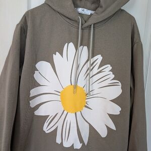 Green Daisy Sweatshirt Hoodie, Size Small/Medium, Great For Spring Weather